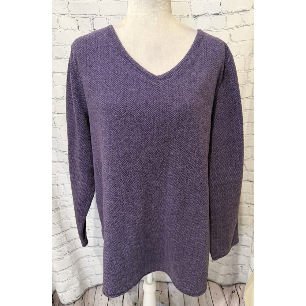 Avenue V-Neck Pull Over Long Sleeve Purple Sweater Top Soft Plus Size 18/20